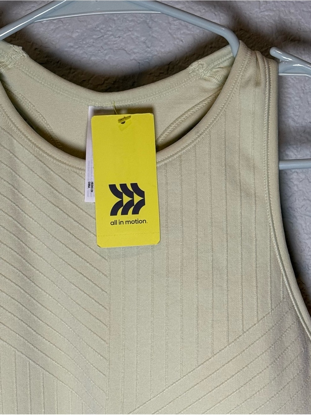 All In Motion Pale Yellow Ribbed High-Neck Tank - Picture 4 of 7